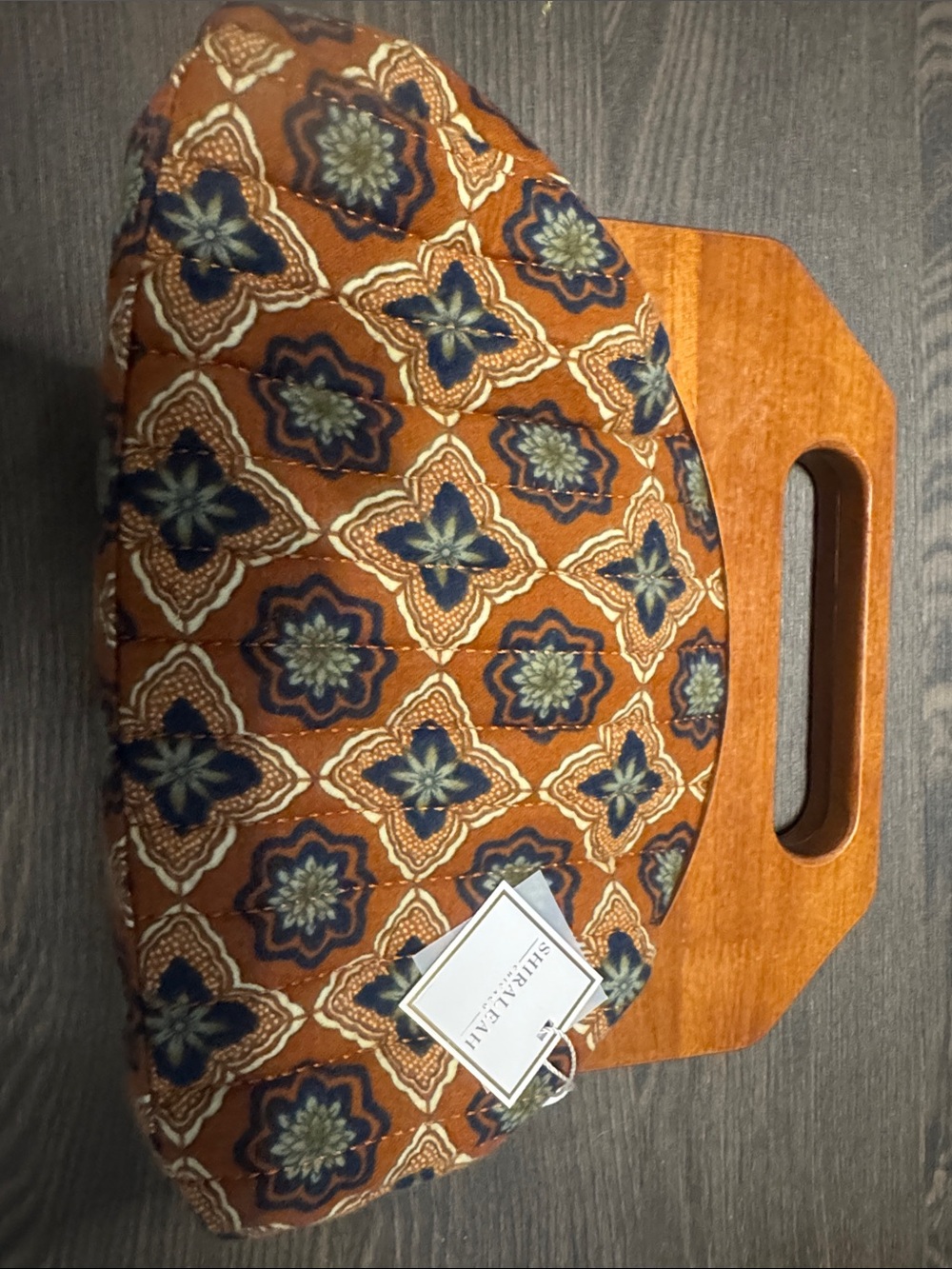 Shiraleah Brown and Navy Quilted Top-Handle Clutch